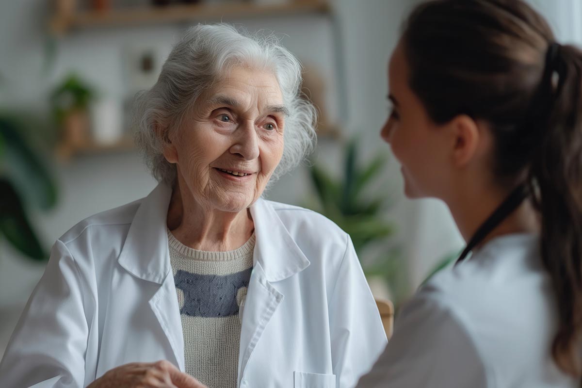 Temporary Staff - Healthcare worker assisting elderly patient